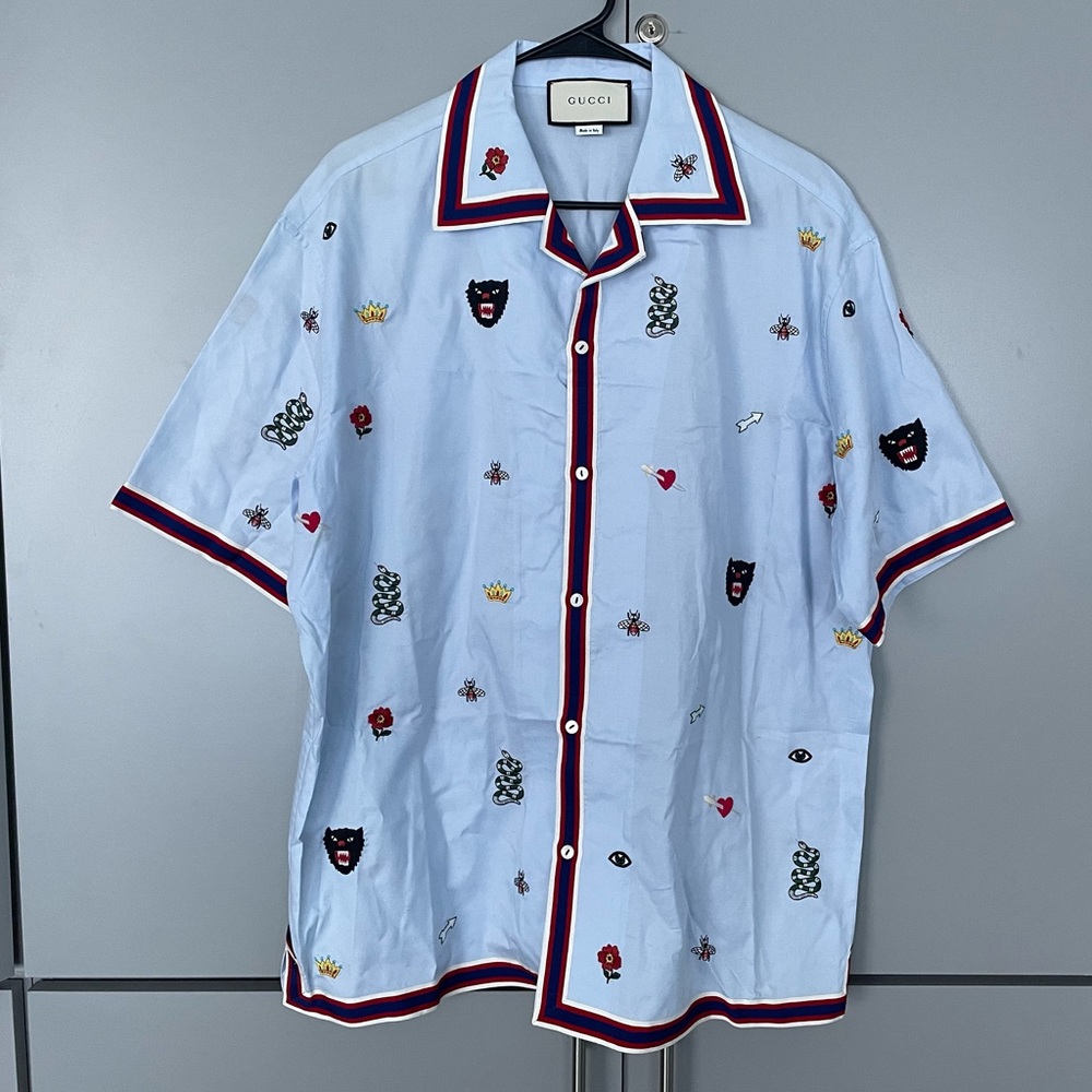 Gucci Mens printed button-down shirt